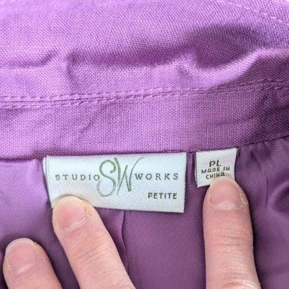 Studio Works Rich Lavender Linen Blazer, Size Petite Large - Picture 6 of 6